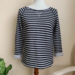 Anne Klein Striped Gray and White Top